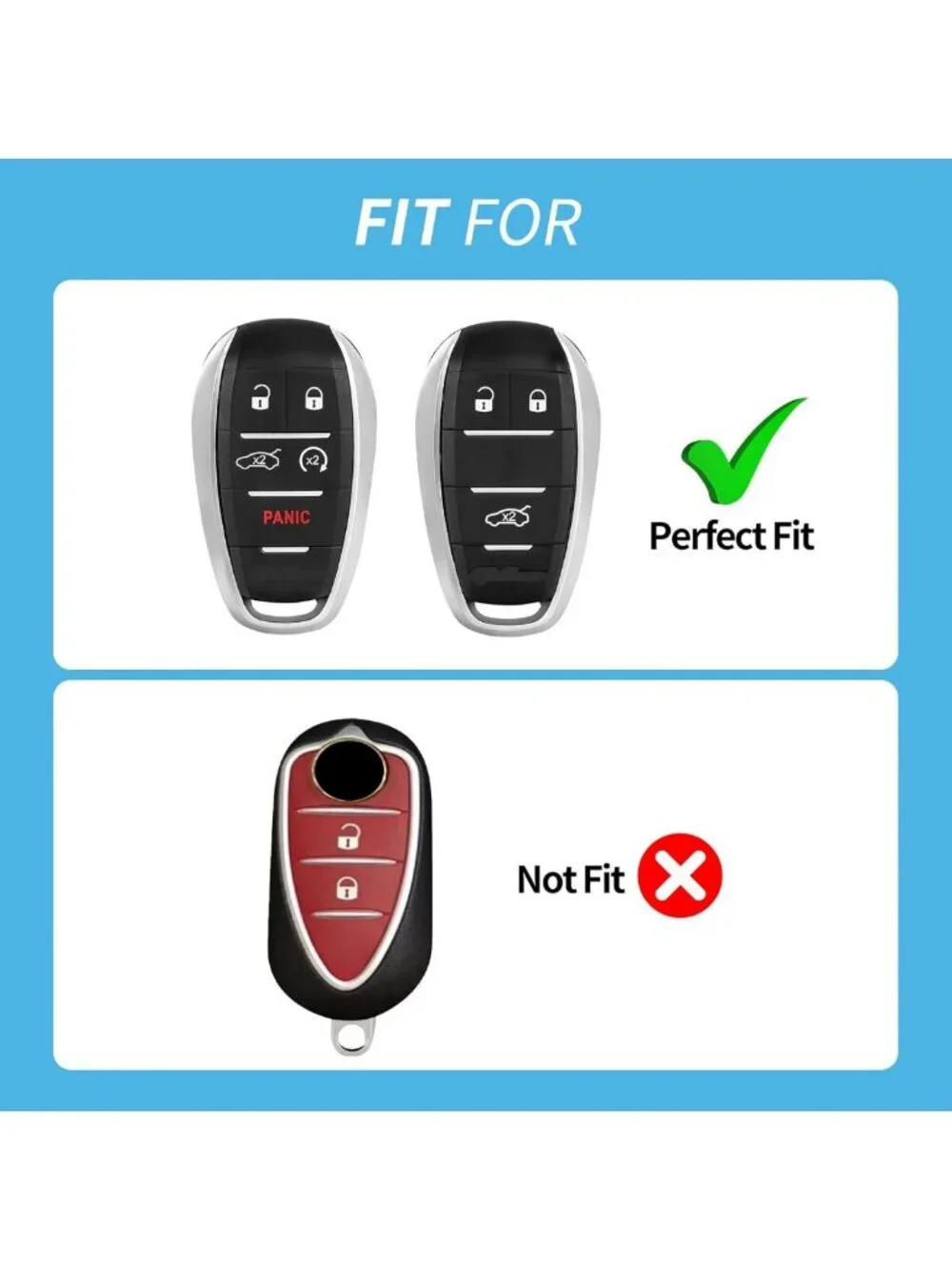 Stylish Real Glass Fiber Key Fob Cover for Smart Car Remote, 4-5 Buttons, Blue